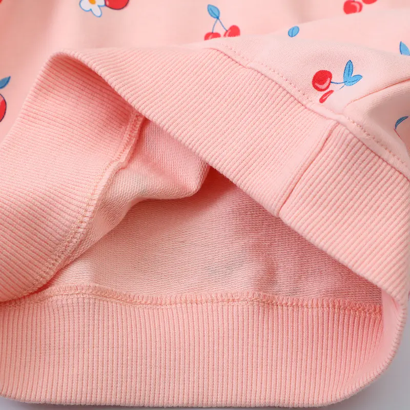 Adorable Toddler Girl Pullover Pink Color with Charming Cherry Graphics Sweatshirt