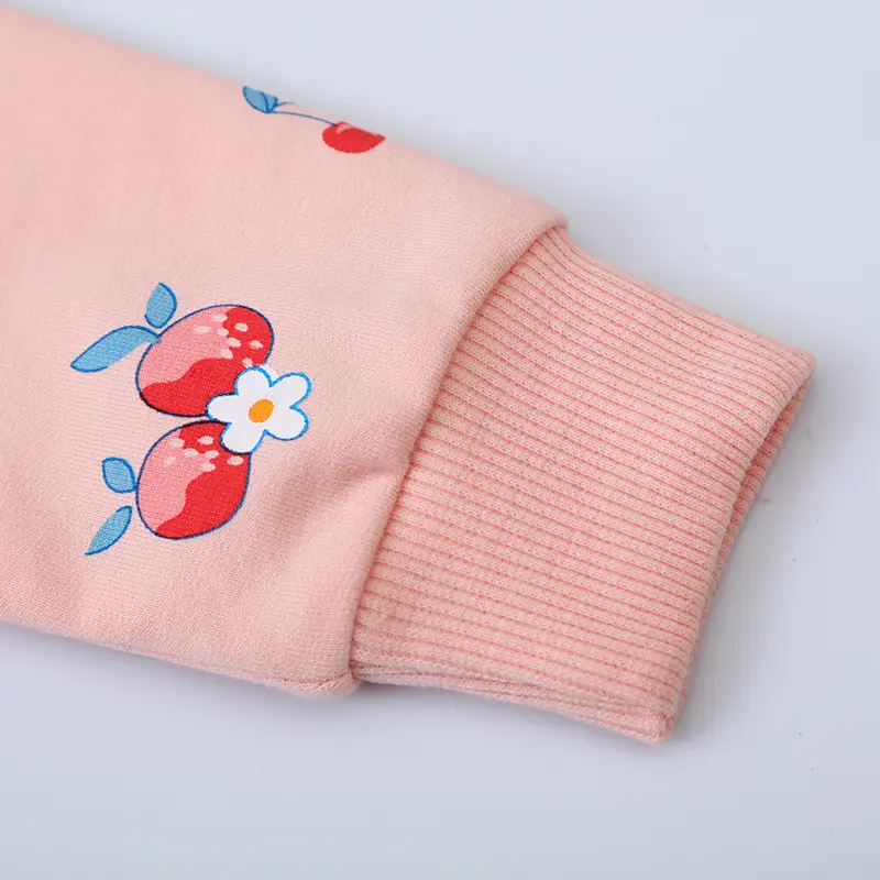 Adorable Toddler Girl Pullover Pink Color with Charming Cherry Graphics Sweatshirt