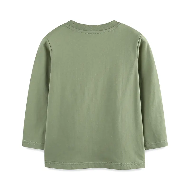 Boys' Olive Green Long - Sleeve T - shirt - with "Top Predators" Print (Tiger, Shark etc.) - Suitable for Ages 2-7Y