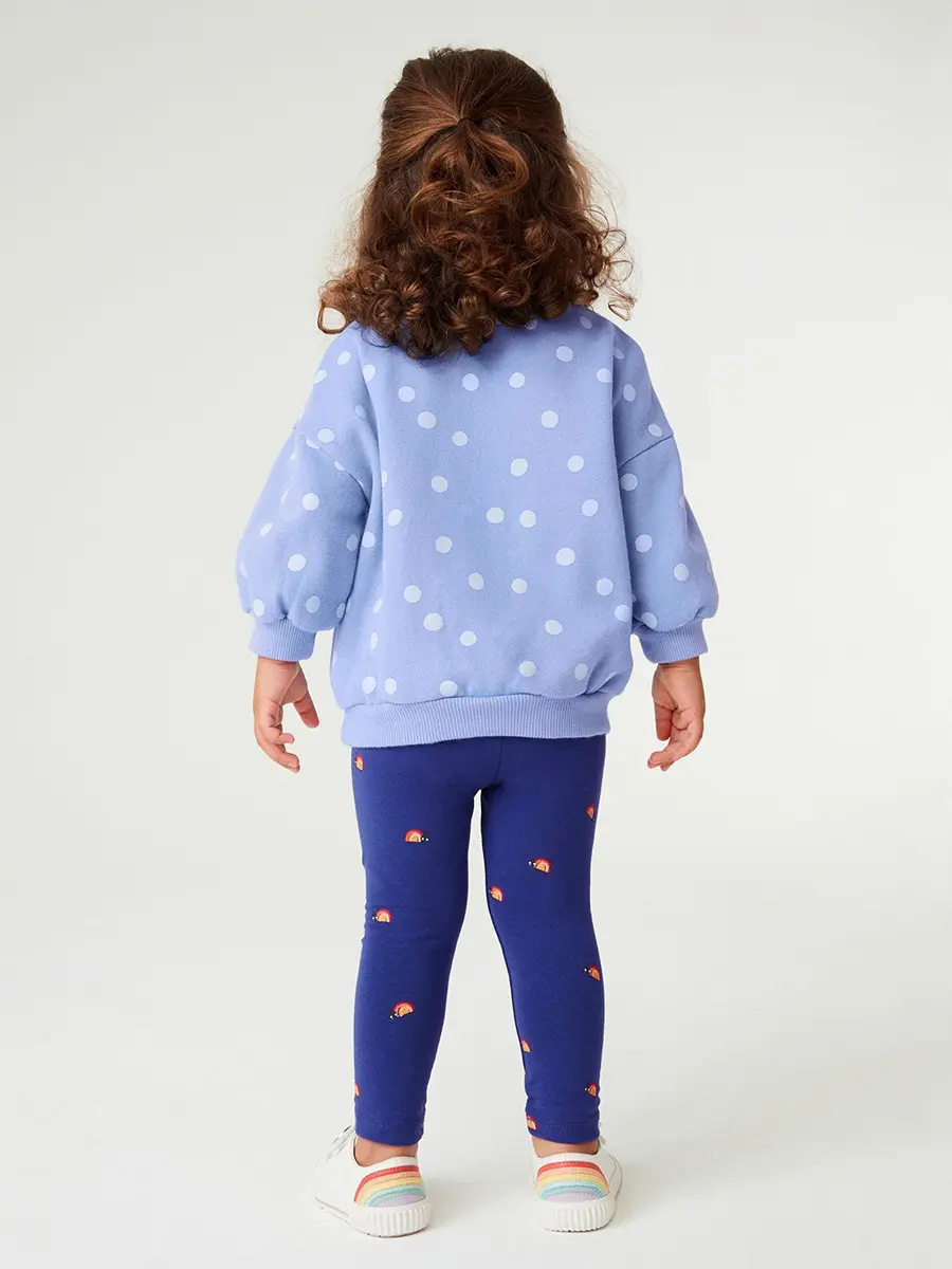 Girls' Light Purple Sweatshirt Adorable Ladybug Rainbow and Flower Embroidery Adorable Toddler Children Pullover