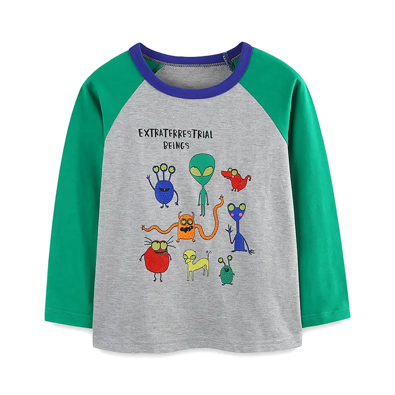 Autumn Cartoon Luminous Shoulder Sleeve Long Sleeves T-shirt Cotton Child Tops Boys Kids Clothes Children's Clothing