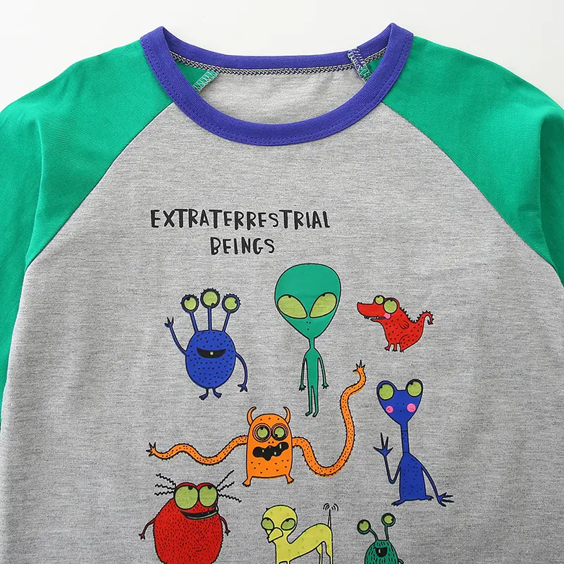 Autumn Cartoon Luminous Shoulder Sleeve Long Sleeves T-shirt Cotton Child Tops Boys Kids Clothes Children's Clothing