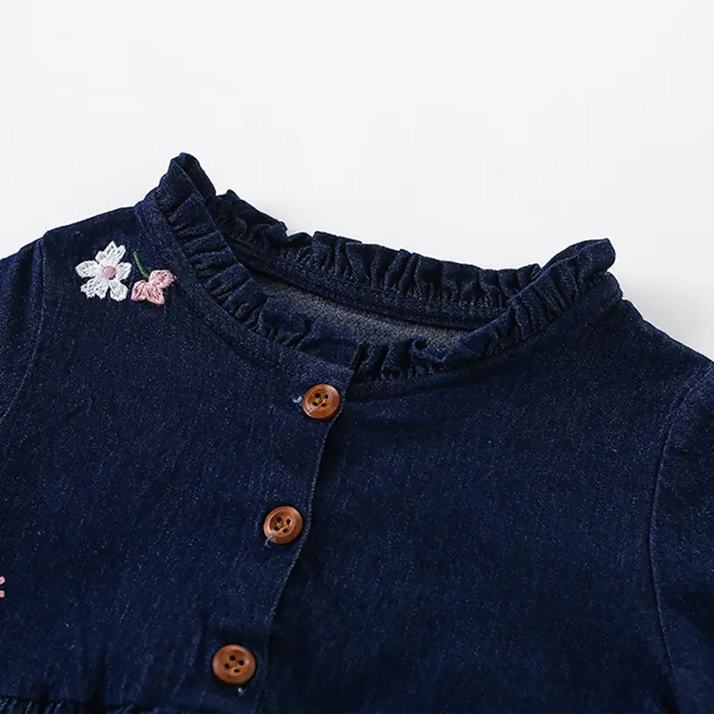 Girls Baby Denim Dress 2025 Spring Fashion Casual Cotton College Style Cartoon Baby Children's Dress Party Outdoor