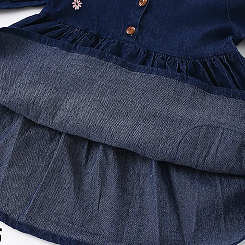 Girls Baby Denim Dress 2025 Spring Fashion Casual Cotton College Style Cartoon Baby Children's Dress Party Outdoor