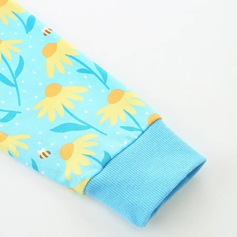 Girls' Light Blue Long - Sleeve Sweatshirt - with Daisy and Bee All - over Print - Suitable for Ages 2-7y