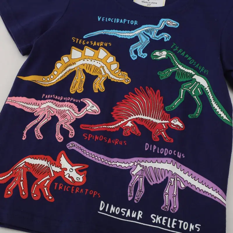 Luminous Dinosaurs Children's Clothing T-Shirts for Boys Short Sleeve Child T-Shirt Casual Girls Summer Clothes Tops