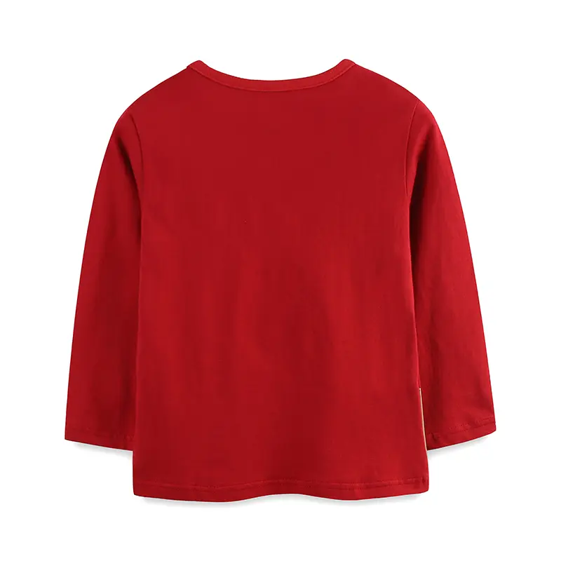 Girls' Red Long - Sleeve T - shirt - with Adorable Deer Print and Floral Details - Suitable for Ages 2 - 7Y