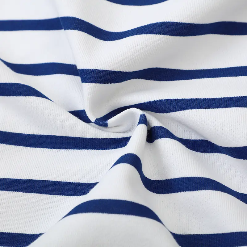 Girls' White and Navy Blue Striped Long Sleeve Sweatshirt Cute Rainbow and Clouds Embroidered Print Suitable for Ages 2-7y