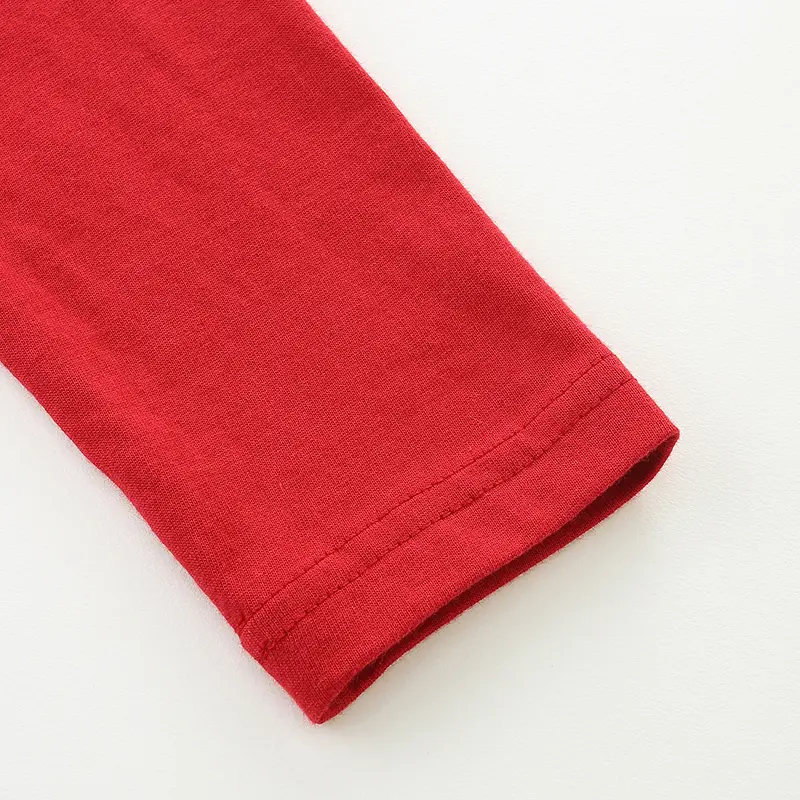 Girls' Red Long - Sleeve T - shirt - with Adorable Deer Print and Floral Details - Suitable for Ages 2 - 7Y