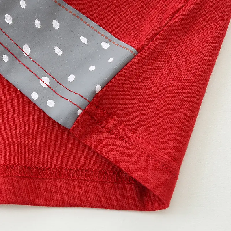 Girls' Red Long - Sleeve T - shirt - with Adorable Deer Print and Floral Details - Suitable for Ages 2 - 7Y