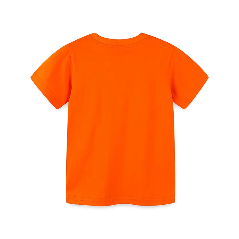Boys' Orange Short - Sleeve T - shirt - with Cartoon Train Print - Suitable for Ages 2-7 Years
