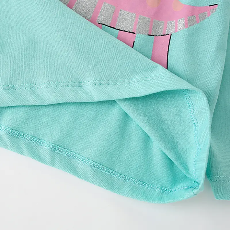 2Pcs Girls' Dinosaur Themed Pajama Set Light Blue Top and Star Patterned Pink Pants Adorable Toddler Girl Sleepwear