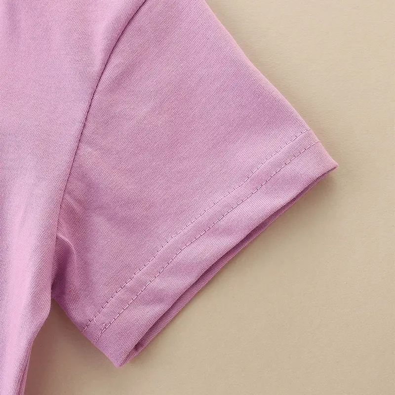 Girls' Purple Short - Sleeve T - shirt - with Adorable Sushi and Chopsticks Print - Suitable for Ages 2-7y