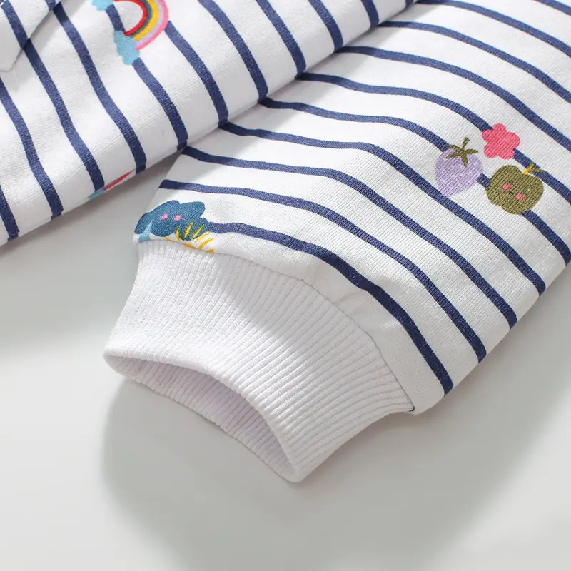 Girls' Striped Hoodie Colorful Rainbow and Cloud Prints, Soft and Cozy Fabric Adorable Toddler Children Hooded Sweatshirt