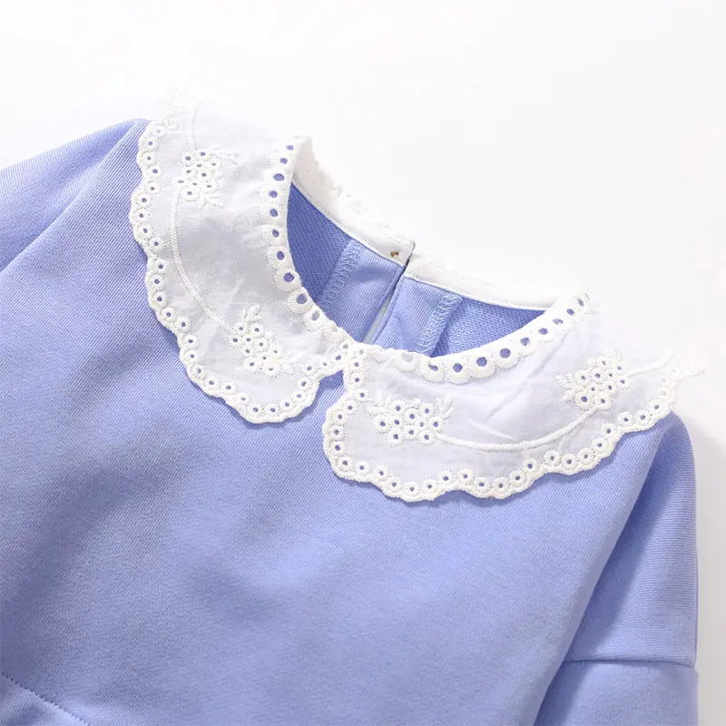 Adorable Toddler Girls' Dress Lace Collar, Light Purple & Colorful Patchwork Design