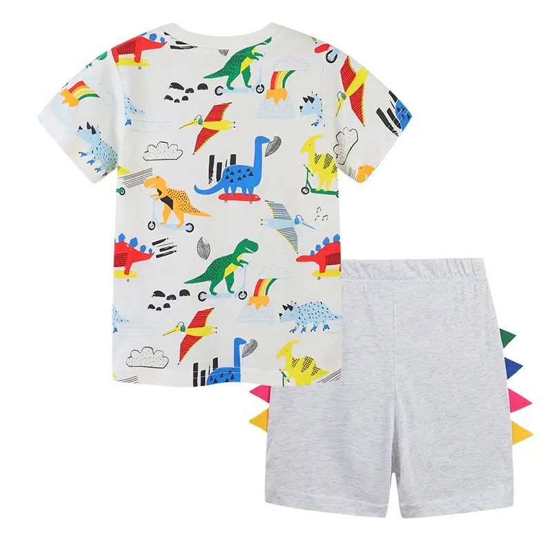Cute Animal Tees Kids Shorts Sets Boys Clothes 2025 New Summer Child Short sleeve Tops 2Pcs Set Dinosaur Boy's T-shirt Shirt
