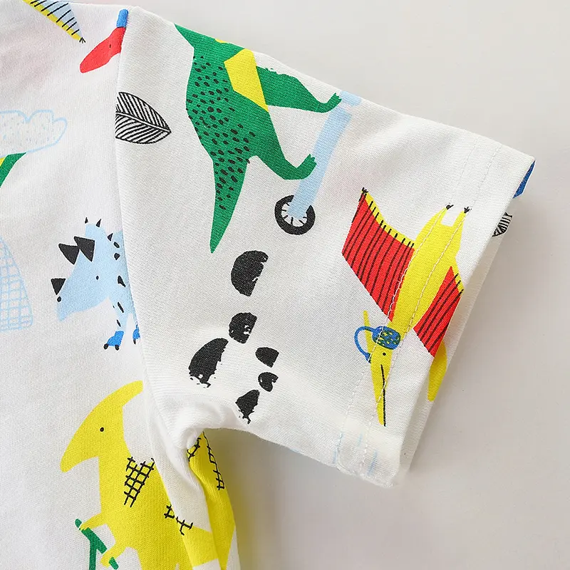 Cute Animal Tees Kids Shorts Sets Boys Clothes 2025 New Summer Child Short sleeve Tops 2Pcs Set Dinosaur Boy's T-shirt Shirt