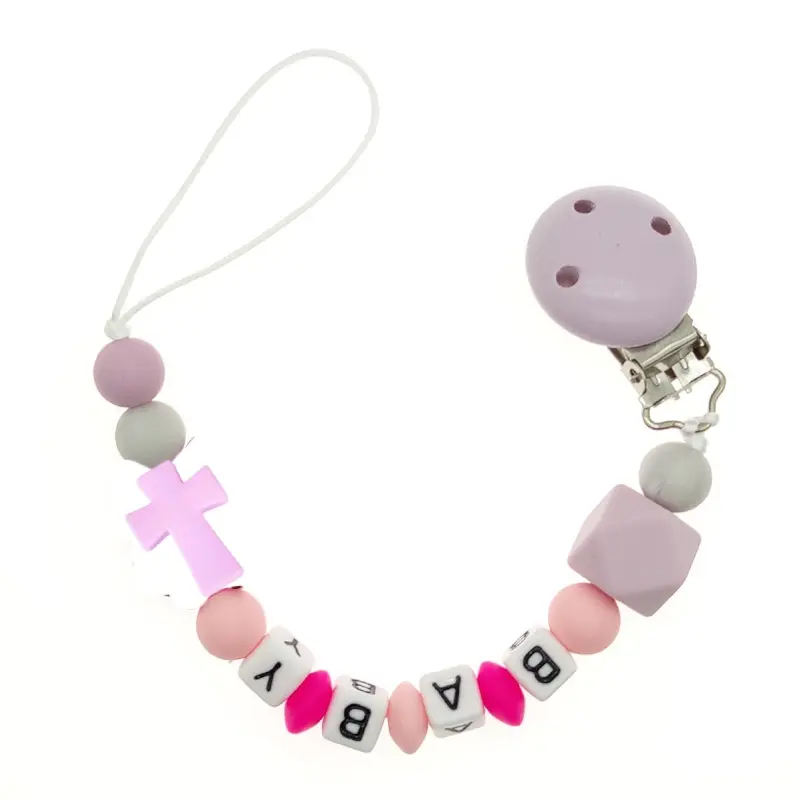 Personalized Name Baby Pacifier Chain Cartoon Silicone Soother Dummy Holder Bebes Accessories Shower Gift