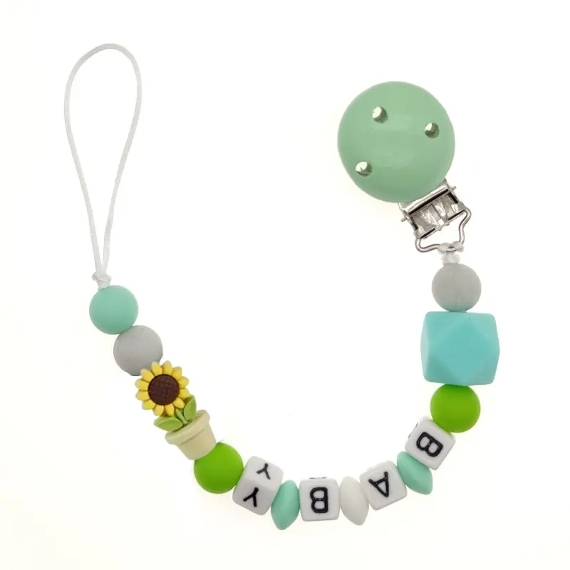 Personalized Name Baby Pacifier Chain Cartoon Silicone Soother Dummy Holder Bebes Accessories Shower Gift