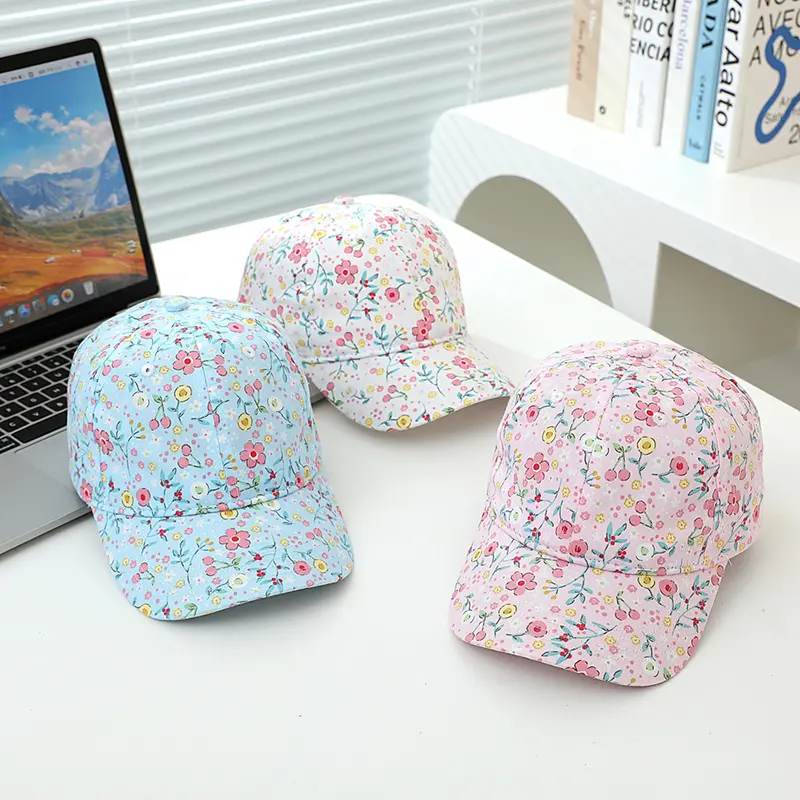 Floral Print Kids Baseball Caps in Charming Colors Trendy and Adorable 2-8Y
