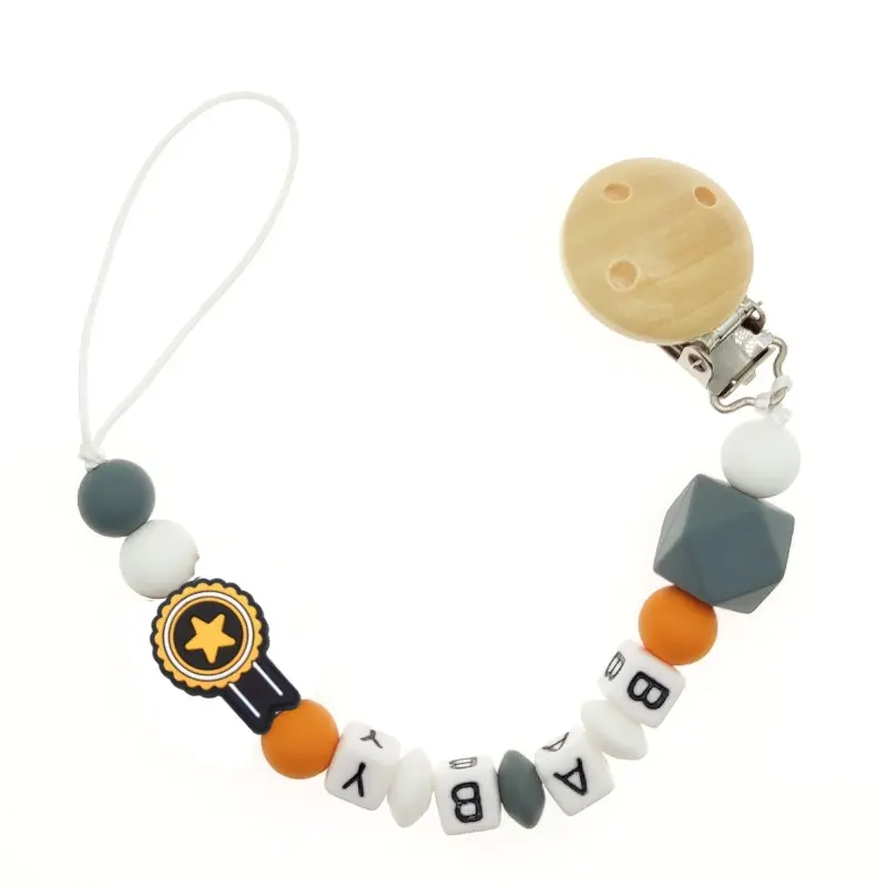 Personalized Name Baby Pacifier Chain Cartoon Silicone Soother Dummy Holder Bebes Accessories Shower Gift