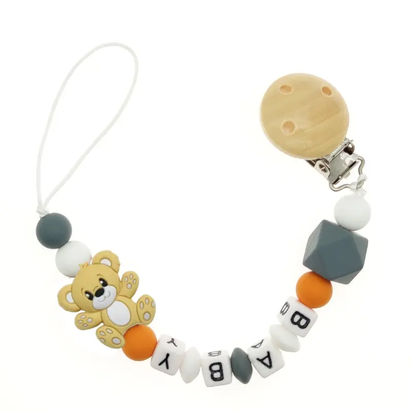 Personalized Name Baby Pacifier Chain Cartoon Silicone Soother Dummy Holder Bebes Accessories Shower Gift