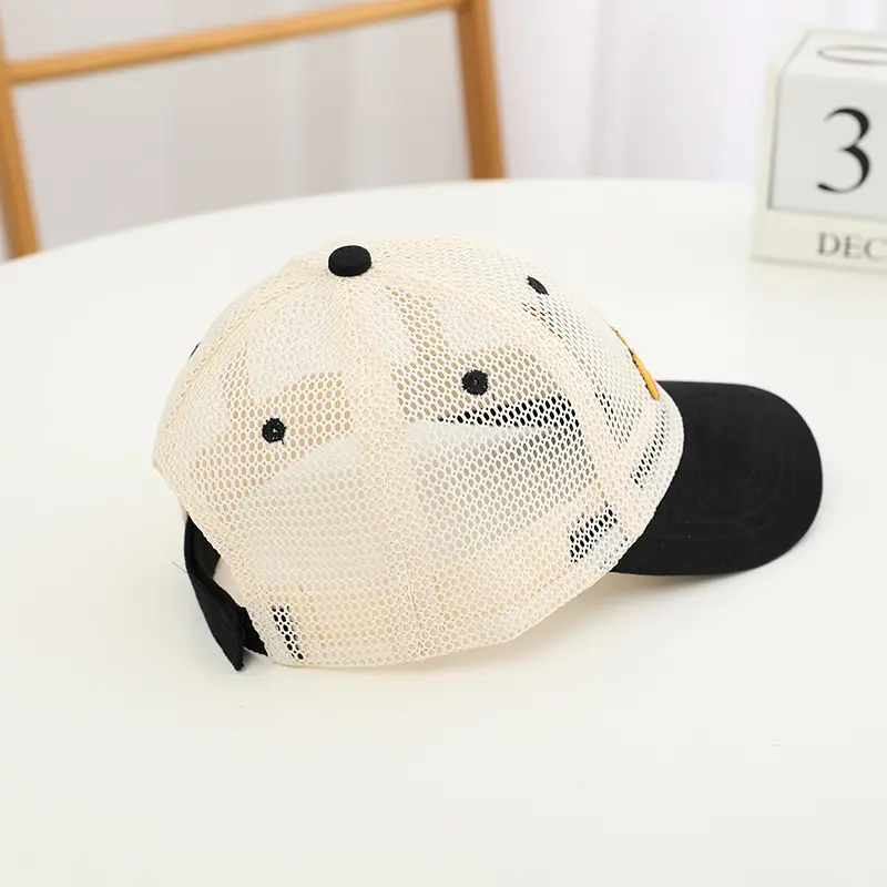Kids' Mesh Baseball Caps with Colorful Brims & Adorable Excavator Embroidery - Trendy and Versatile