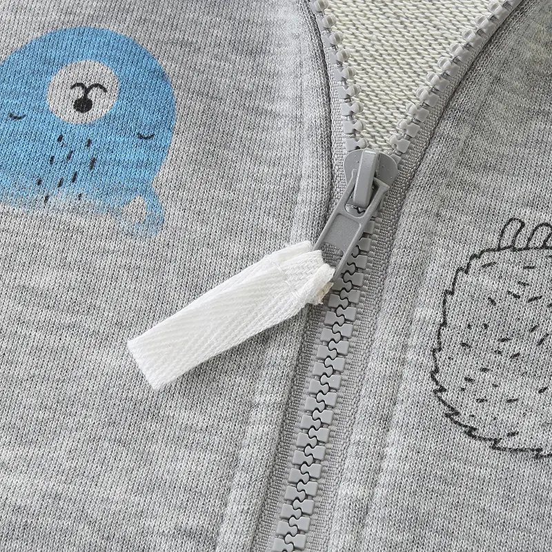Autumn New Arrival Kids' Grey Hooded Jacket Cute Forest Themed Prints, Comfortable for Daily Wear for Girls Boys
