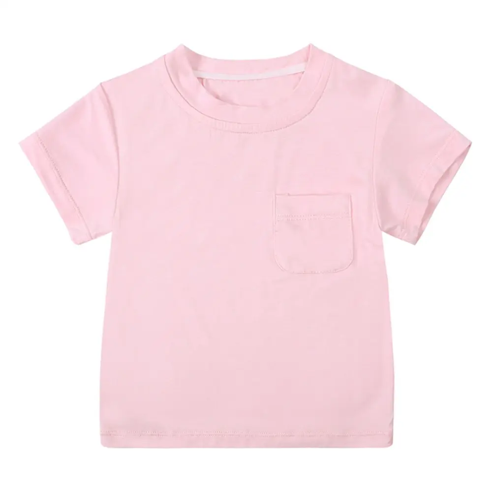 Soft Baby Boys Girls T-Shirts Newborn Bamboo Fiber Tee Tops with Pocket Toddler Summer Children Clothing