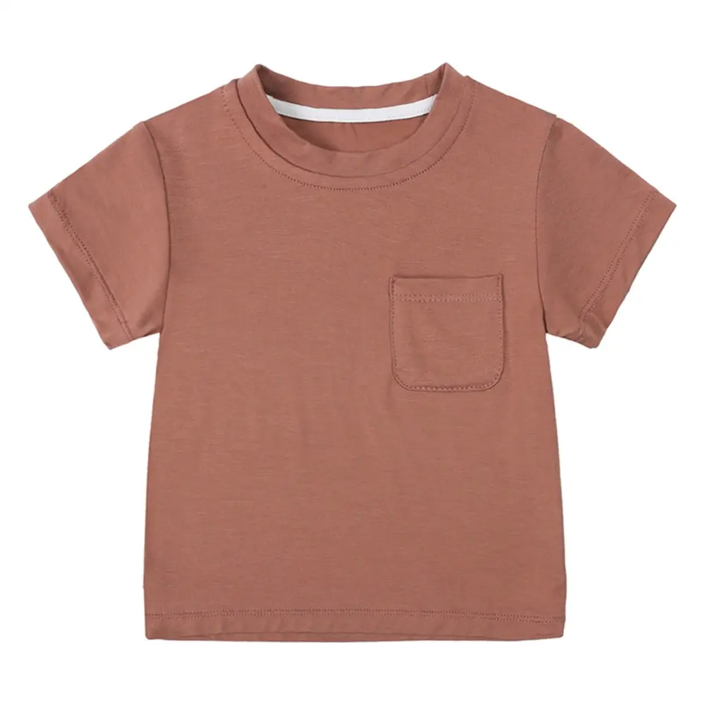 Soft Baby Boys Girls T-Shirts Newborn Bamboo Fiber Tee Tops with Pocket Toddler Summer Children Clothing