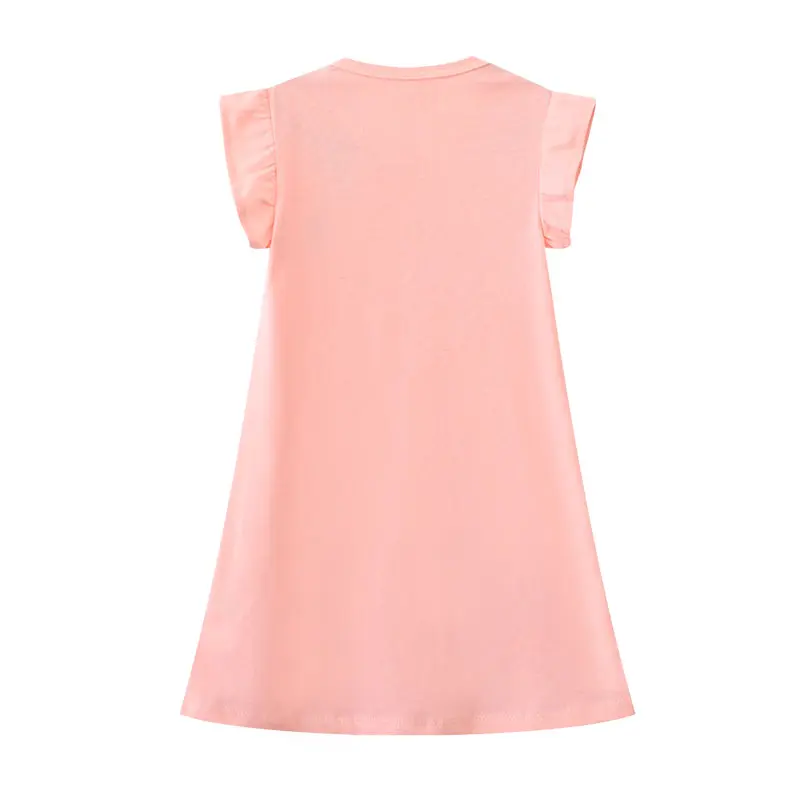 Kids Flare Sleeve Summer Dress Girls Butterfly Appliqued Dresses Toddlers Party Casual Princess Dresses 2-7Y