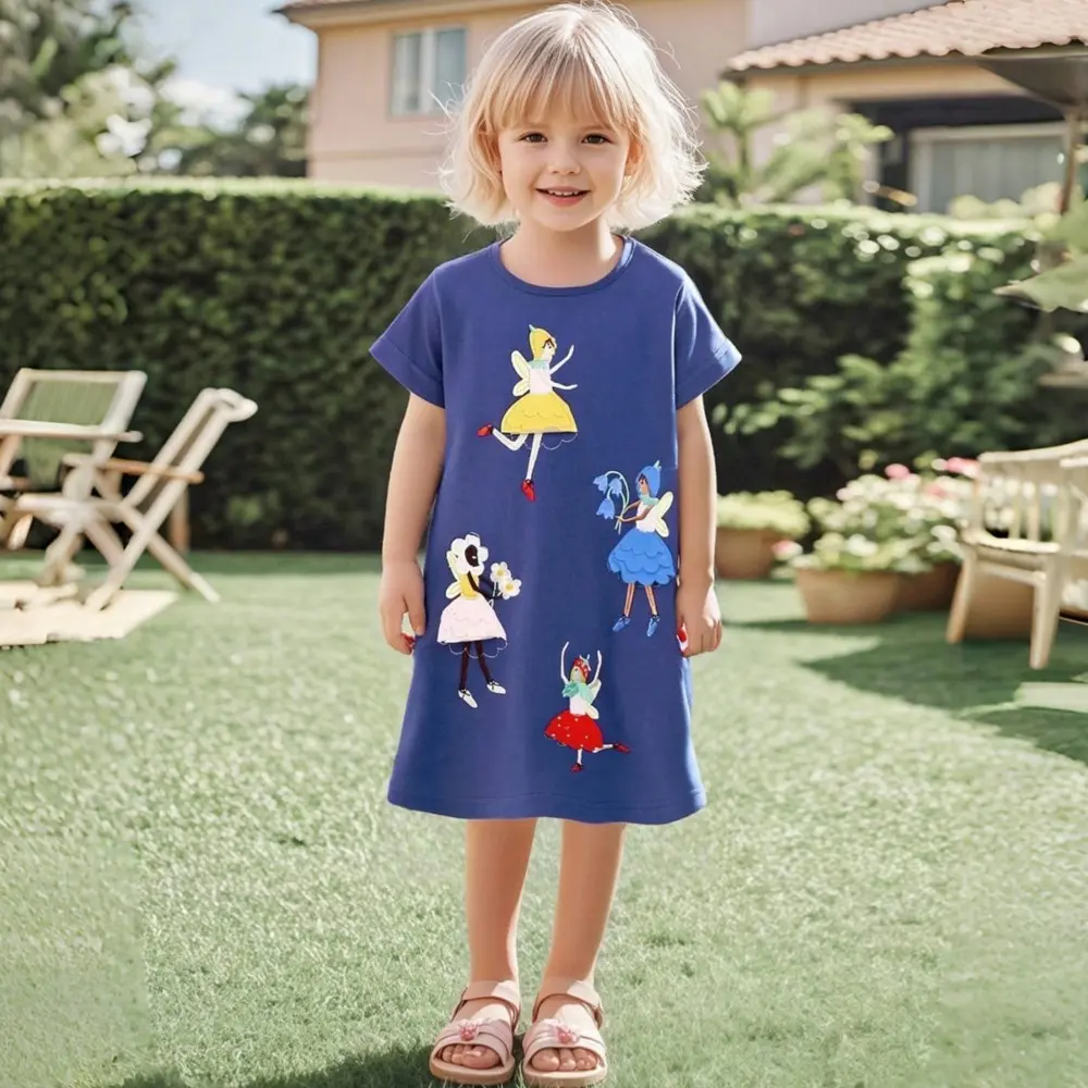 Summer Children's Dress Girl Sweet And Lovely Casual Fashion Dress Comfortable And Versatile Fairy Print Home Dress
