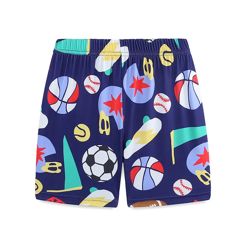 2Pcs Boys' Short Sleeve Sports themed Outfit with Basketball, Soccer Ball and Various Sports Symbols Print 3-8y