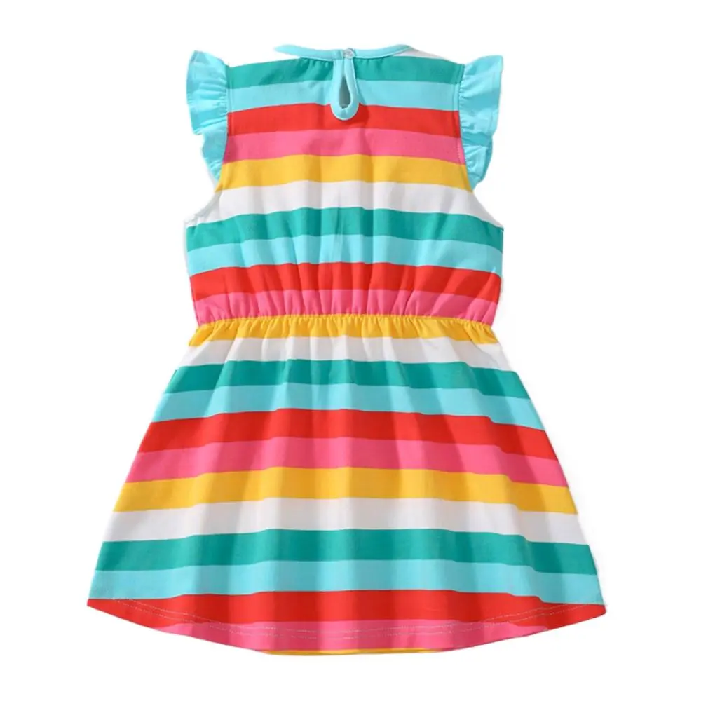 Girls Smocked Dress Classic Rainbow Cotton 2-7t Cute Princess Dress Children Boutique Clothing