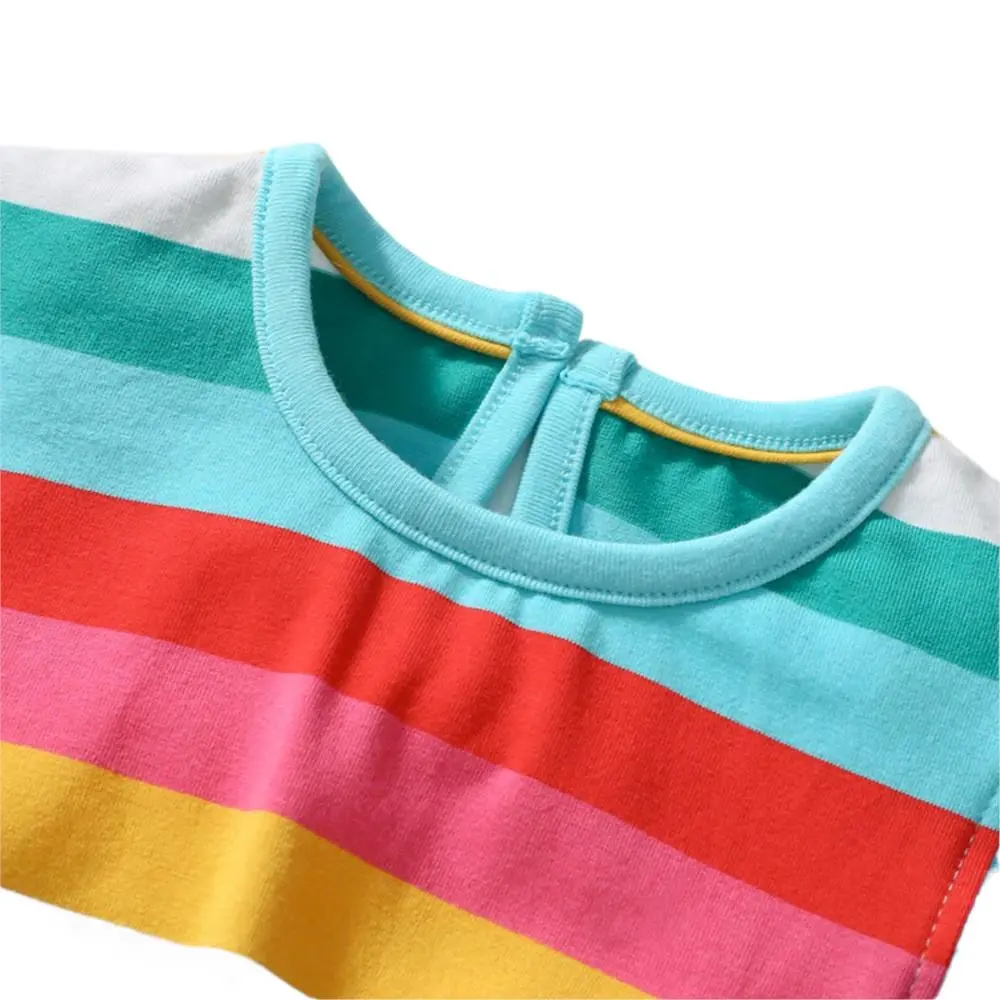 Girls Smocked Dress Classic Rainbow Cotton 2-7t Cute Princess Dress Children Boutique Clothing