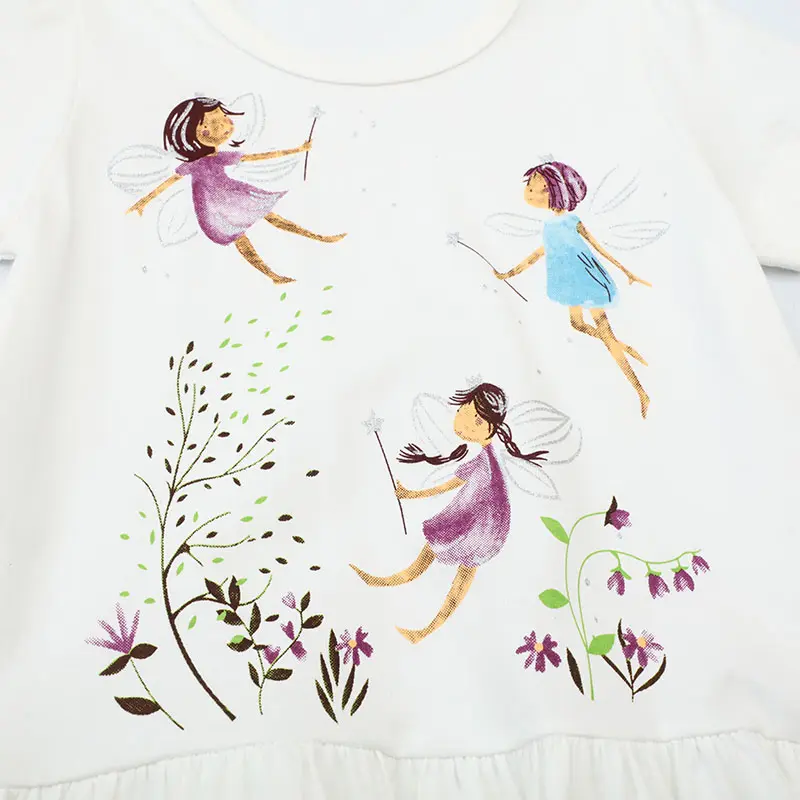 Baby Girls Summer 2-7 Years White Princess Dresses Fairy Party Birthday Kids Short Sleeve Clothing