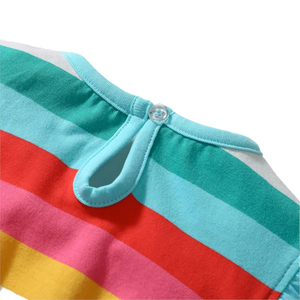 Girls Smocked Dress Classic Rainbow Cotton 2-7t Cute Princess Dress Children Boutique Clothing