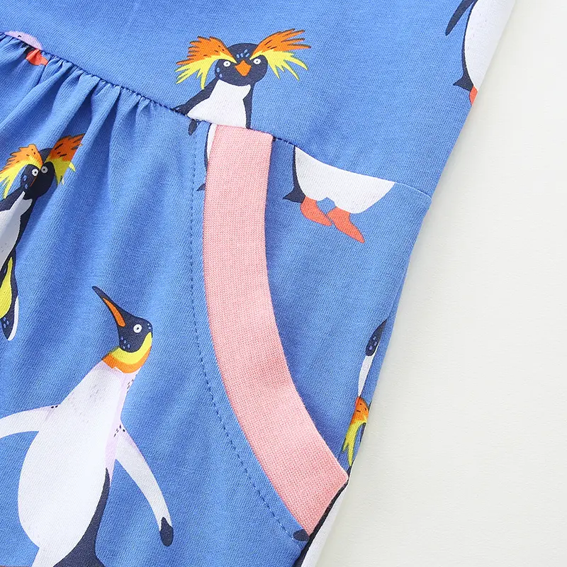 Penguin Print Girls Long Sleeve Dress, Spring and Autumn Everyday Sweet Casual Dress, Parties, Gifts