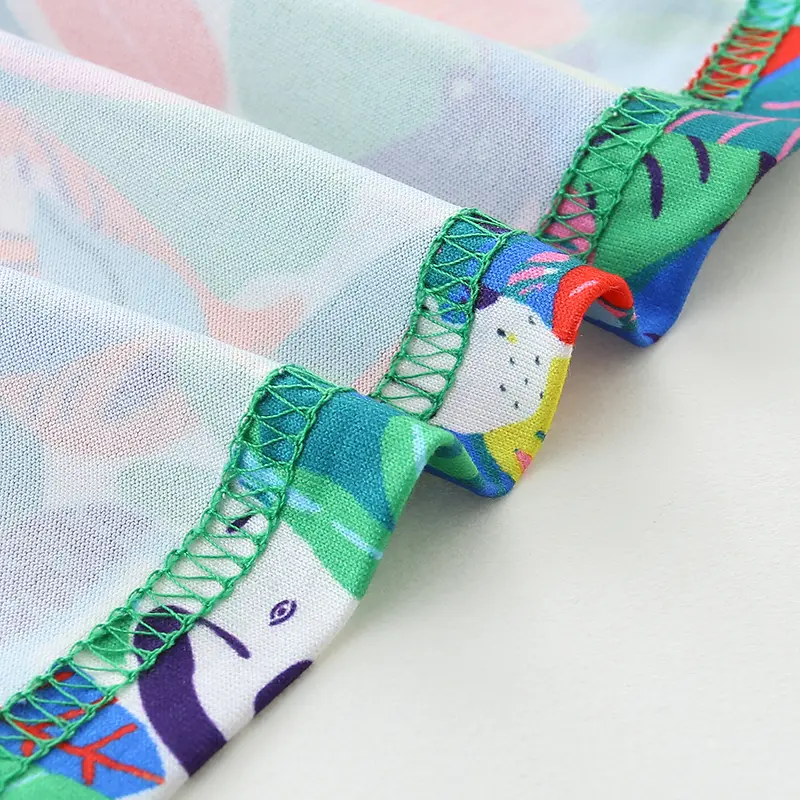 Girls' Sleeveless Dress - with Colorful Jungle Animal and Tropical Leaf All - over Print - Suitable for Ages 2-7 Years