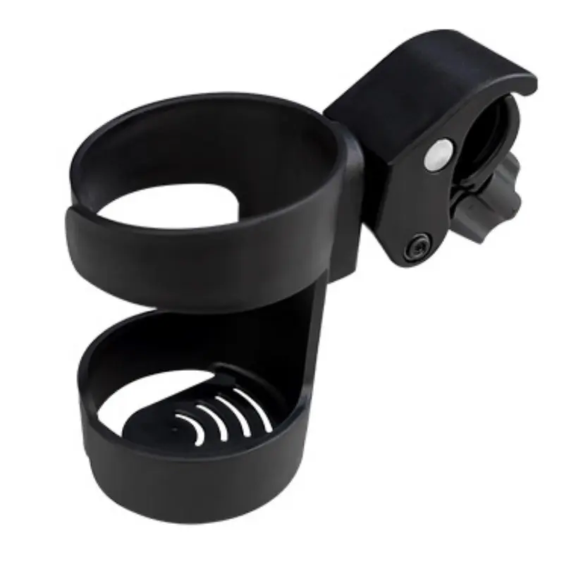 Black Universal Cup Holder for Strollers Adjustable Stroller Cup Holder Black Dual Compartment Design, Easy Installation
