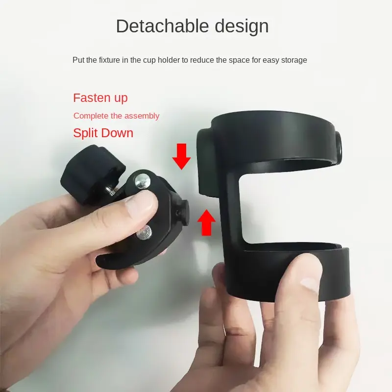 Black Universal Cup Holder for Strollers Adjustable Stroller Cup Holder Black Dual Compartment Design, Easy Installation