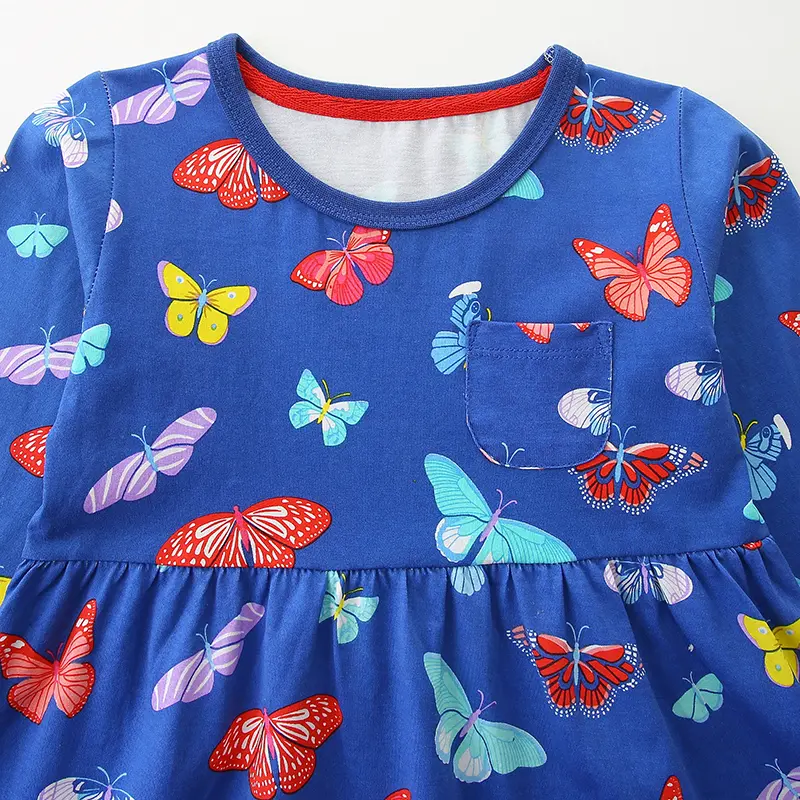 Autumn Baby Dresses Cotton Butterfly Printed Fashion Girls Dress New Children Clothing Princess Party Girl Skirt