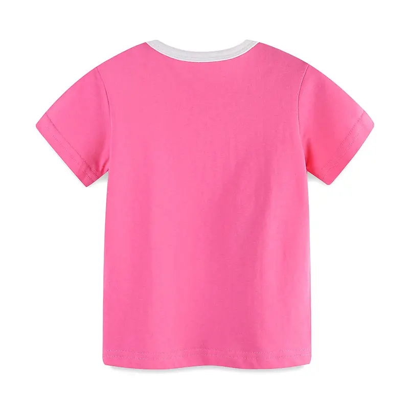 Heart Rainbow Girls Soft Short Sleeve T-Shirt Summer Pure Cotton Color Block Tee