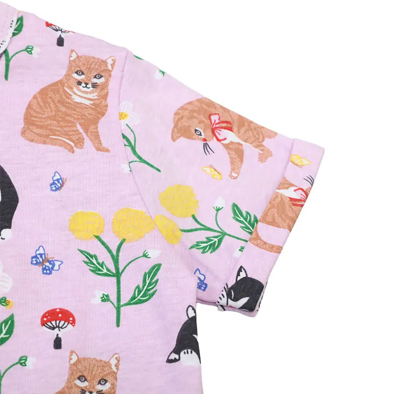 Children Casual Dresses for Girls 2 to 7 Years Cartoon Cat Pattern Summer Fashionable Dress for Party Clothes