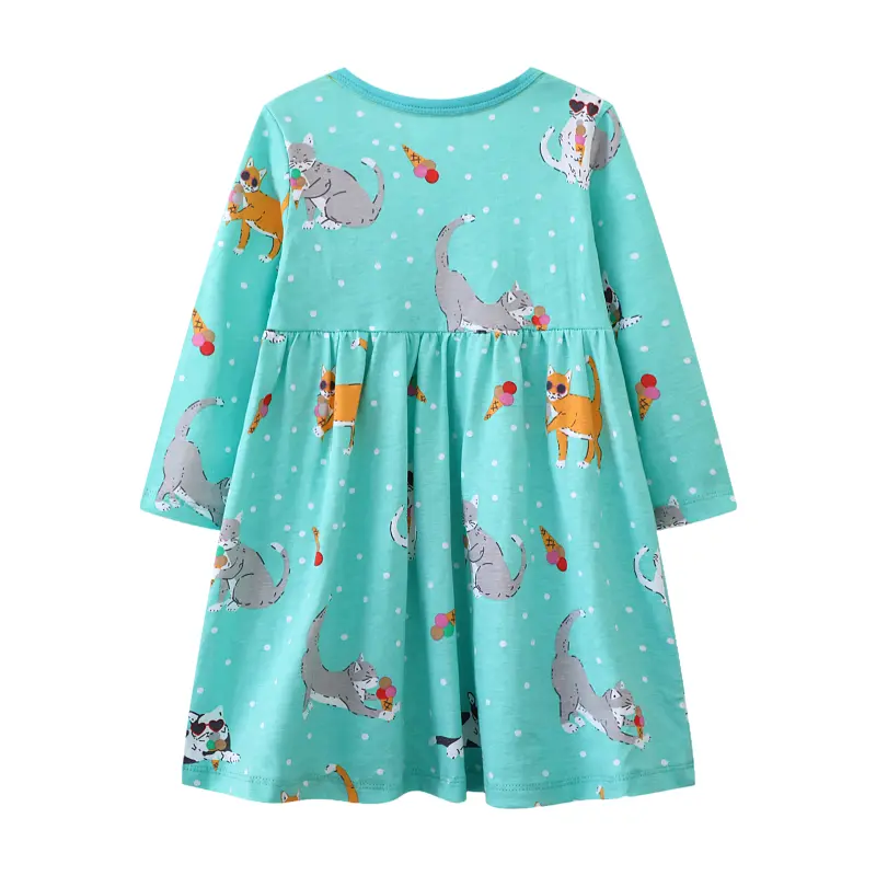 Hot Sale Kids Girl Cat Princess Dress for 2-7 Years Girls Birthday Party Pocket Dresses