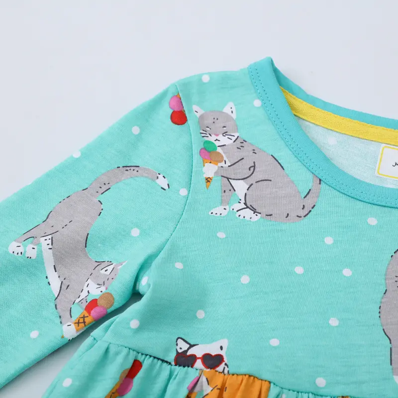 Hot Sale Kids Girl Cat Princess Dress for 2-7 Years Girls Birthday Party Pocket Dresses