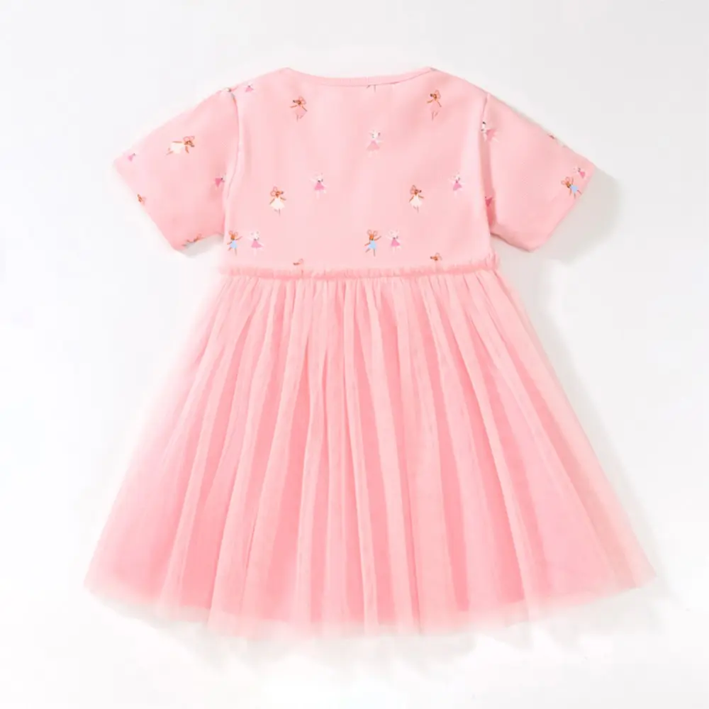 Summer Cotton Baby Girls Cartoon Infant Mesh Dresses Kids Clothes Pink Children 's Clothing Princess Vestidos
