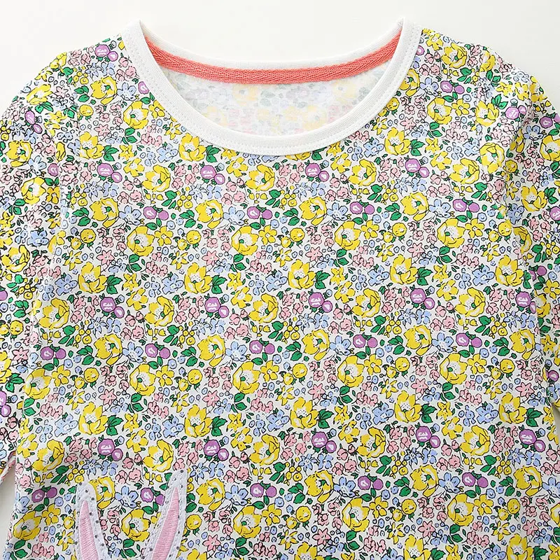 Easter Children's Dress New Gentle Sweet Cute Girls Baby Cotton Princess Dress Floral Print Elegant Party 2-7Y
