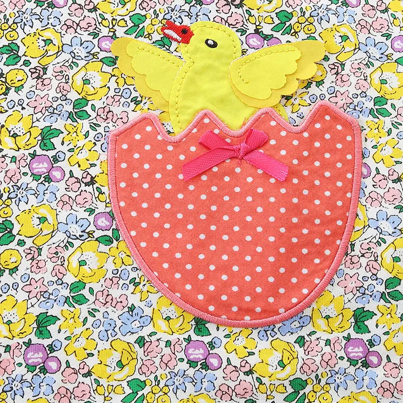 Easter Children's Dress New Gentle Sweet Cute Girls Baby Cotton Princess Dress Floral Print Elegant Party 2-7Y