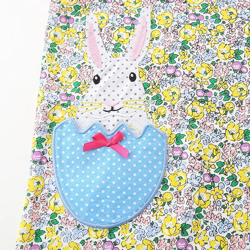 Easter Children's Dress New Gentle Sweet Cute Girls Baby Cotton Princess Dress Floral Print Elegant Party 2-7Y